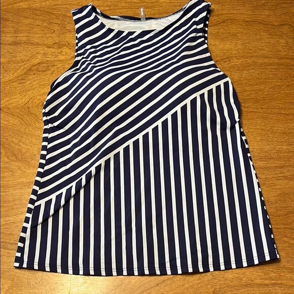 Lands' End Asymmetrical Blue and White Swim Tank - Picture 1 of 6